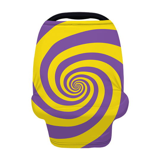Purple And Yellow Spiral Illusion Print Baby Seat Cover
