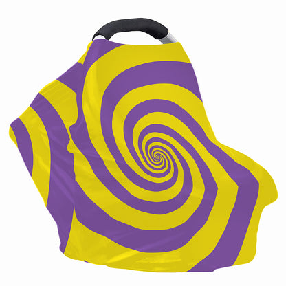 Purple And Yellow Spiral Illusion Print Baby Seat Cover