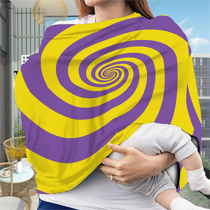 Purple And Yellow Spiral Illusion Print Baby Seat Cover