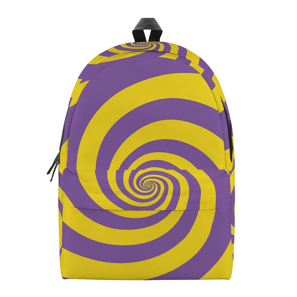 Purple And Yellow Spiral Illusion Print Backpack