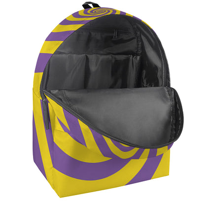 Purple And Yellow Spiral Illusion Print Backpack