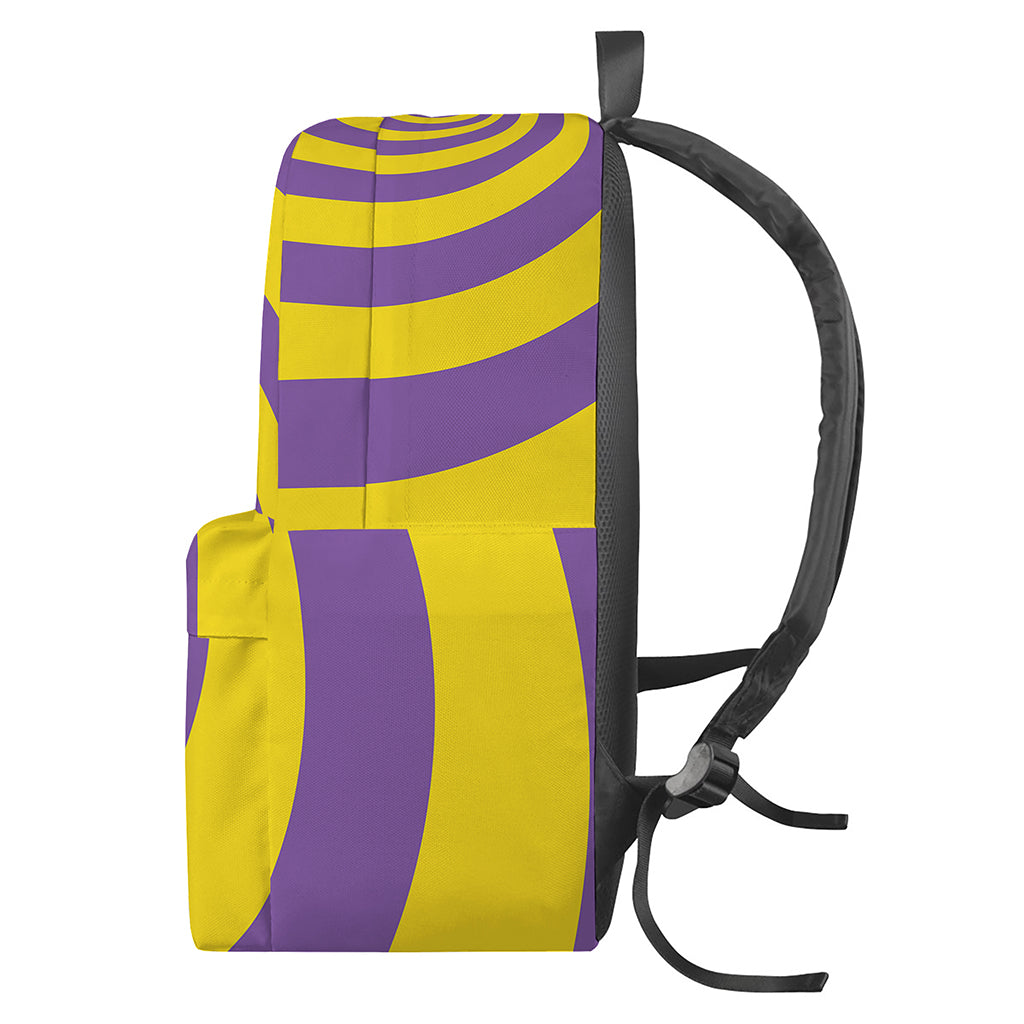 Purple And Yellow Spiral Illusion Print Backpack