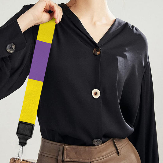 Purple And Yellow Spiral Illusion Print Bag Strap