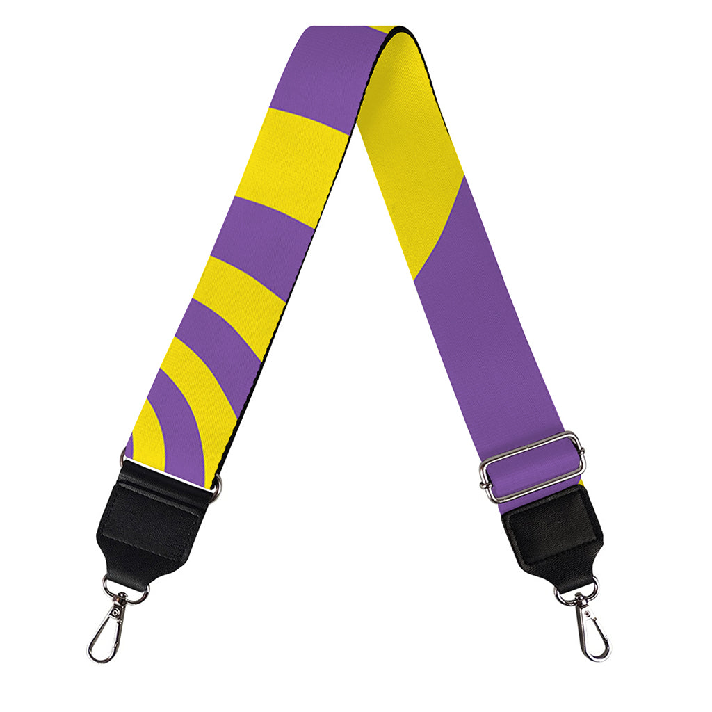 Purple And Yellow Spiral Illusion Print Bag Strap