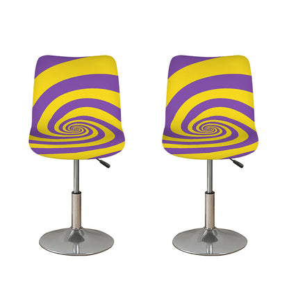 Purple And Yellow Spiral Illusion Print Bar Stool Covers
