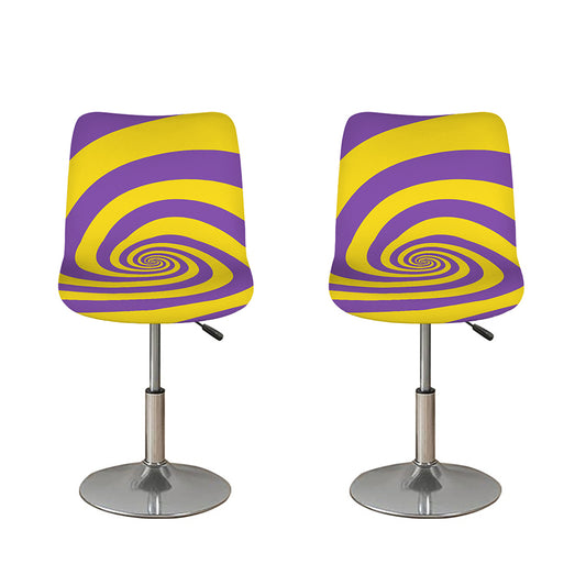 Purple And Yellow Spiral Illusion Print Bar Stool Covers