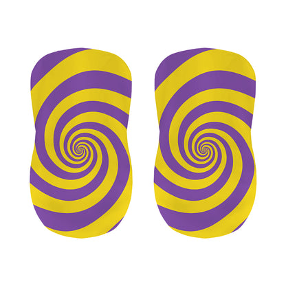Purple And Yellow Spiral Illusion Print Bar Stool Covers