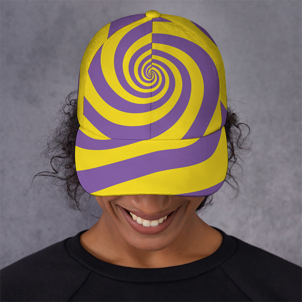 Purple And Yellow Spiral Illusion Print Baseball Cap