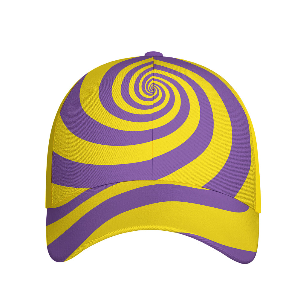 Purple And Yellow Spiral Illusion Print Baseball Cap