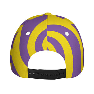 Purple And Yellow Spiral Illusion Print Baseball Cap