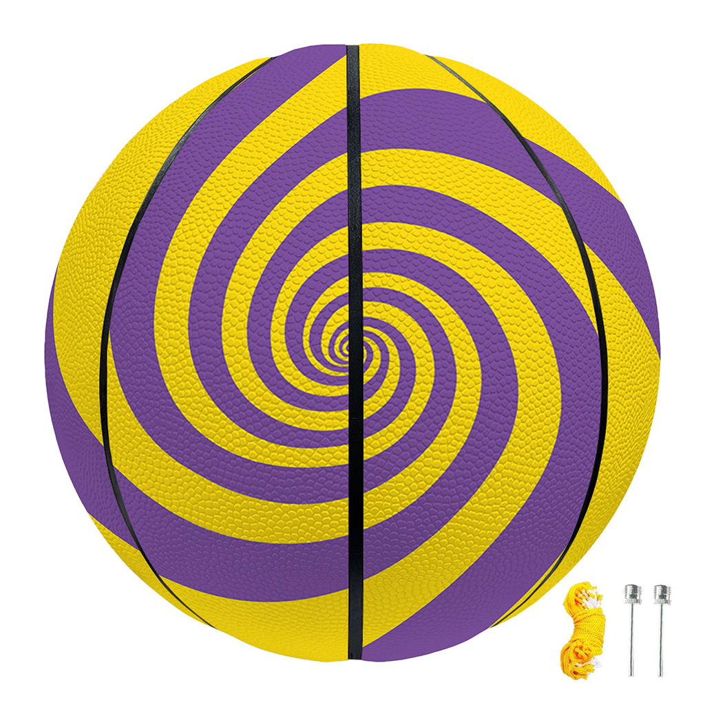 Purple And Yellow Spiral Illusion Print Basketball