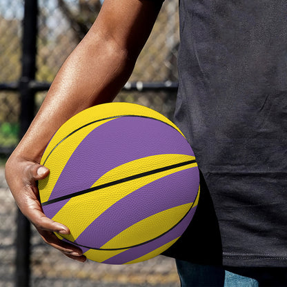 Purple And Yellow Spiral Illusion Print Basketball