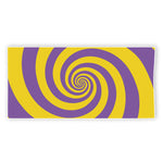 Purple And Yellow Spiral Illusion Print Beach Towel