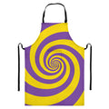 Purple And Yellow Spiral Illusion Print Bib Apron With Pocket