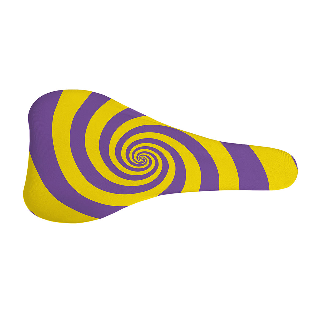 Purple And Yellow Spiral Illusion Print Bicycle Seat Cover