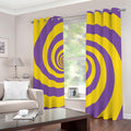 Purple And Yellow Spiral Illusion Print Dimout Grommet Curtains