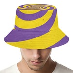 Purple And Yellow Spiral Illusion Print Bucket Hat