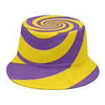 Purple And Yellow Spiral Illusion Print Bucket Hat