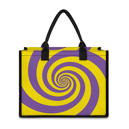 Purple And Yellow Spiral Illusion Print Canvas Tote Bag