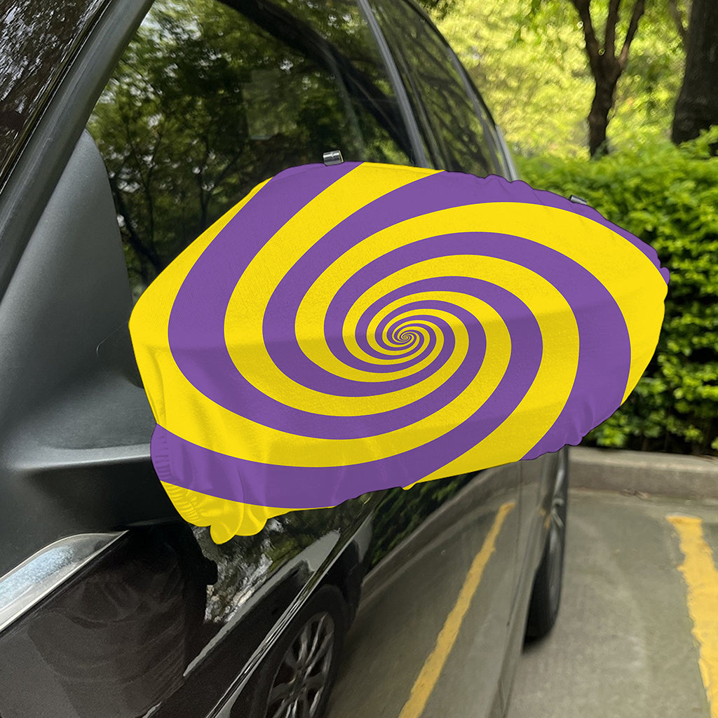 Purple And Yellow Spiral Illusion Print Car Side Mirror Covers