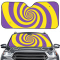 Purple And Yellow Spiral Illusion Print Car Windshield Sun Shade