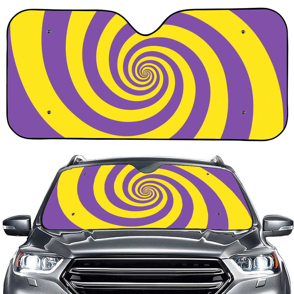 Purple And Yellow Spiral Illusion Print Car Windshield Sun Shade