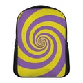 Purple And Yellow Spiral Illusion Print Casual Backpack