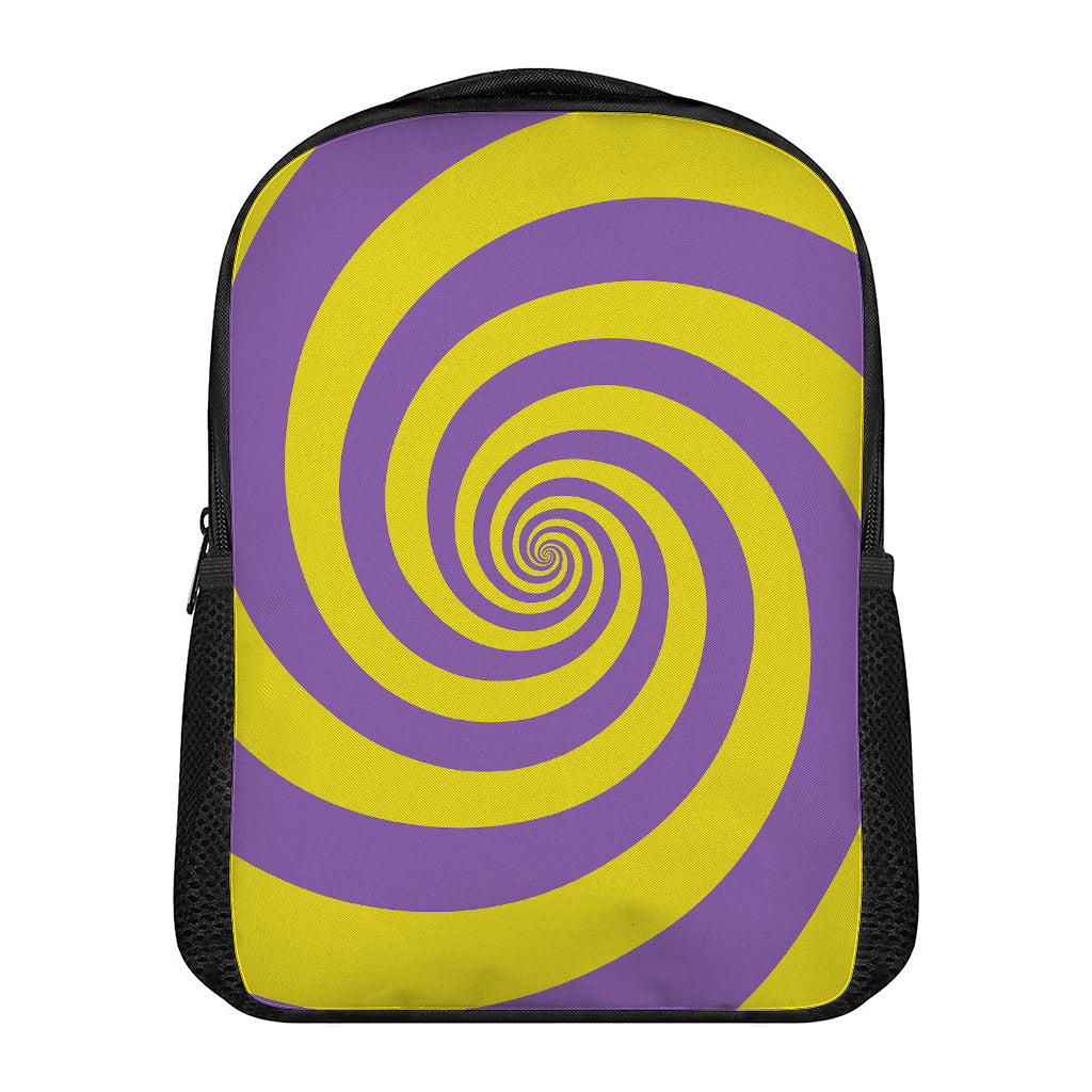 Purple And Yellow Spiral Illusion Print Casual Backpack