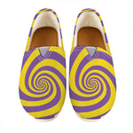 Purple And Yellow Spiral Illusion Print Casual Shoes