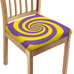 Purple And Yellow Spiral Illusion Print Chair Cushion Cover