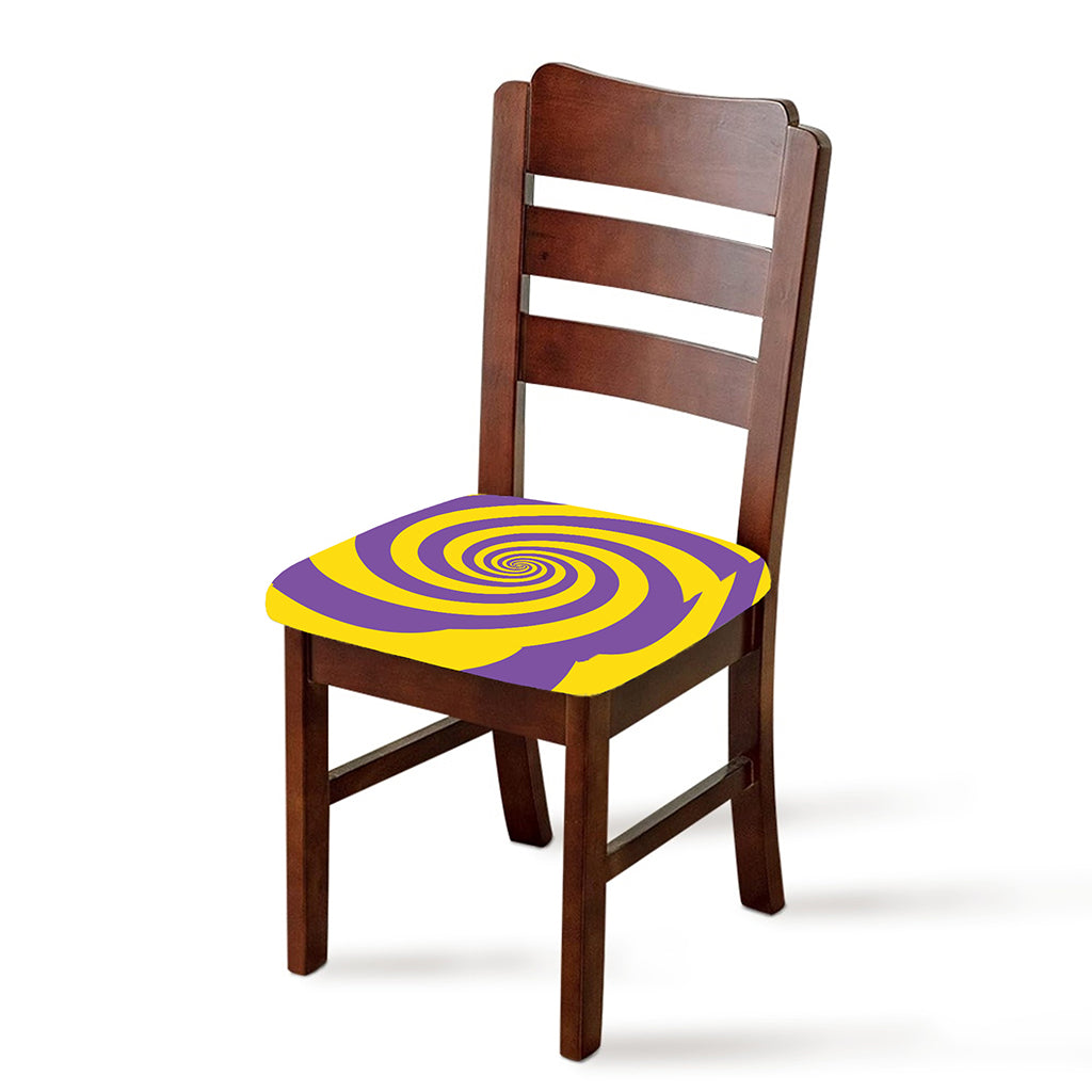 Purple And Yellow Spiral Illusion Print Chair Cushion Cover