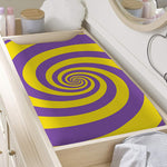 Purple And Yellow Spiral Illusion Print Changing Pad Cover
