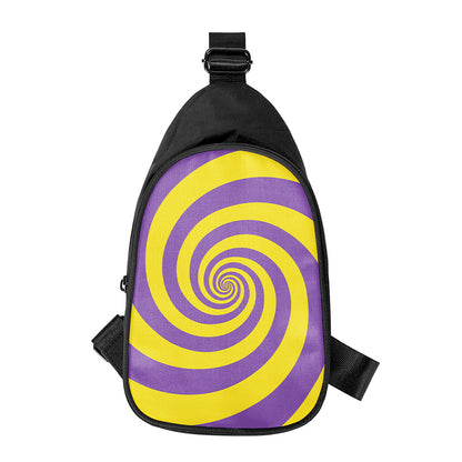 Purple And Yellow Spiral Illusion Print Chest Bag