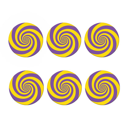 Purple And Yellow Spiral Illusion Print Coaster Set