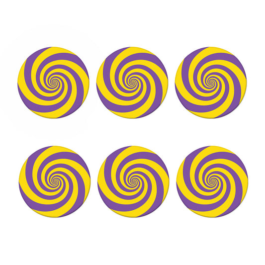 Purple And Yellow Spiral Illusion Print Coaster Set