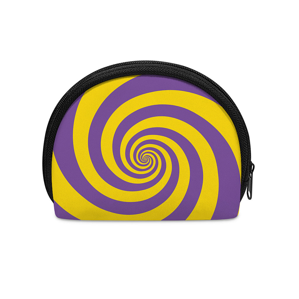 Purple And Yellow Spiral Illusion Print Coin Purse