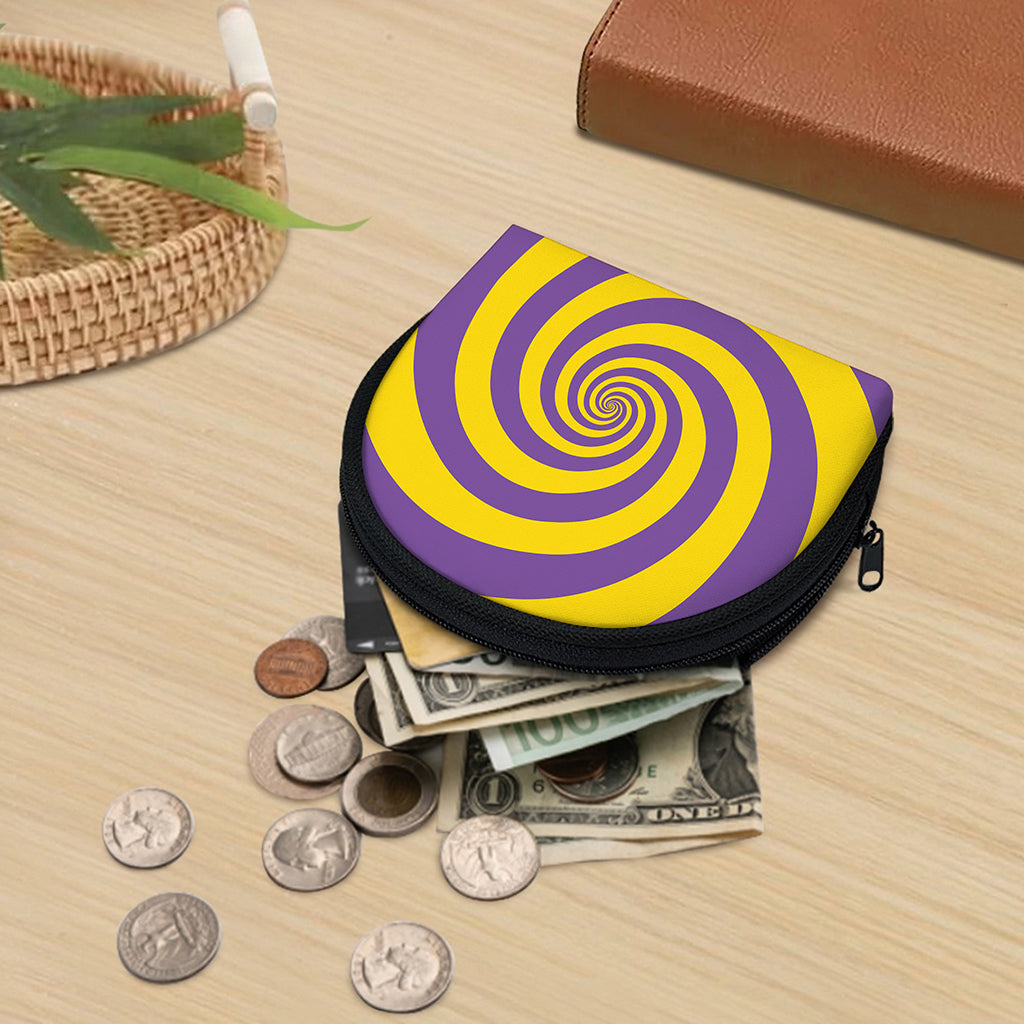 Purple And Yellow Spiral Illusion Print Coin Purse