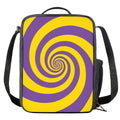 Purple And Yellow Spiral Illusion Print Crossbody Lunch Bag