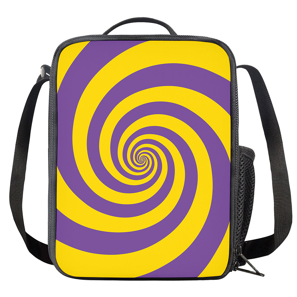 Purple And Yellow Spiral Illusion Print Crossbody Lunch Bag