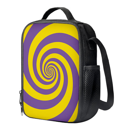 Purple And Yellow Spiral Illusion Print Crossbody Lunch Bag