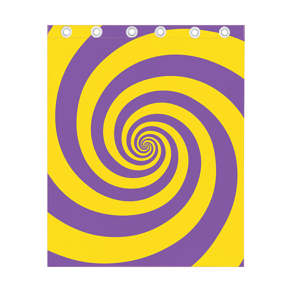 Purple And Yellow Spiral Illusion Print Curtain