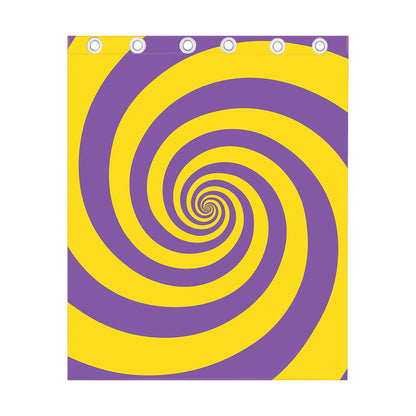 Purple And Yellow Spiral Illusion Print Curtain