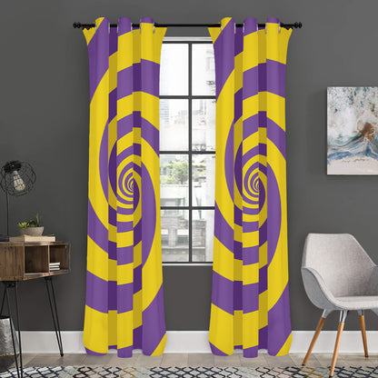 Purple And Yellow Spiral Illusion Print Curtain