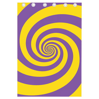 Purple And Yellow Spiral Illusion Print Curtain