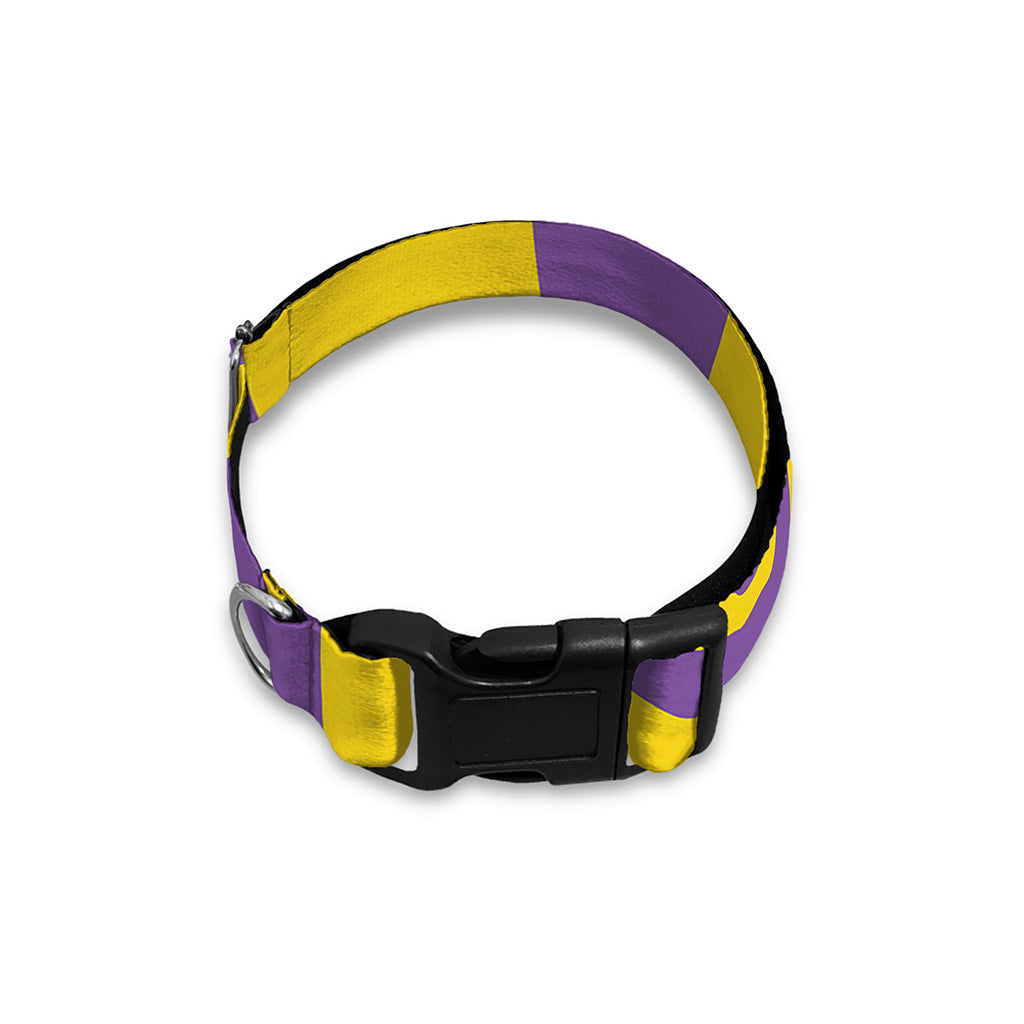 Purple And Yellow Spiral Illusion Print Dog Collar