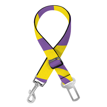 Purple And Yellow Spiral Illusion Print Dog Seat Belt