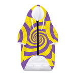 Purple And Yellow Spiral Illusion Print Dog Zip Up Hoodie