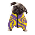 Purple And Yellow Spiral Illusion Print Dog Zip Up Jacket