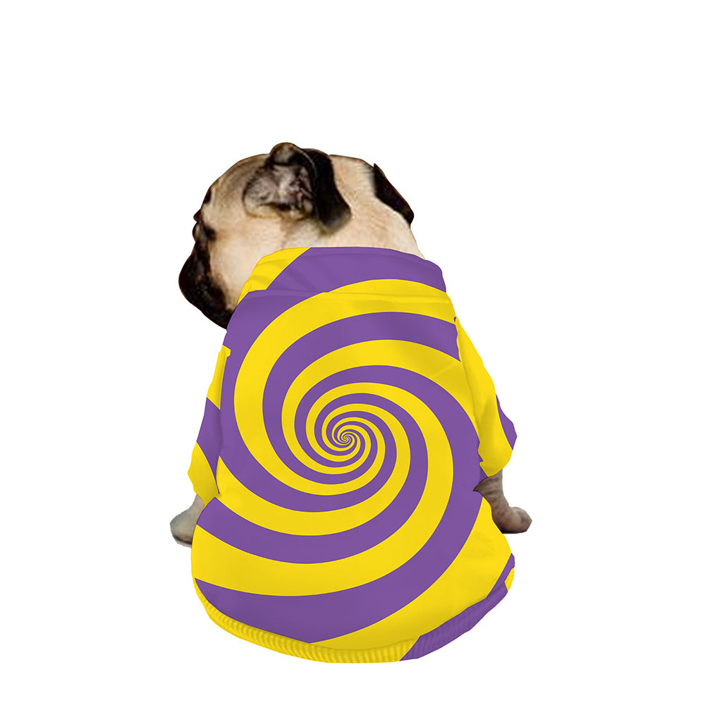 Purple And Yellow Spiral Illusion Print Dog Zip Up Jacket