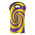 Purple And Yellow Spiral Illusion Print Double Neoprene Wine Tote